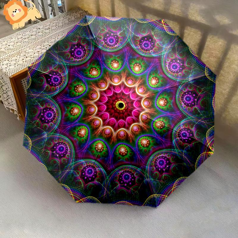 1 PC Automatic Folding Umbrella - Retro flowers Pattern, Portable & Foldable Design with 8 Ribs, Christmas Birthday Gifts