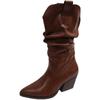 Bottes marron vintage à talon pointu Maillard pour femmes, nouvelles 2025 printemps et automne, style britannique, bottes à poils fins