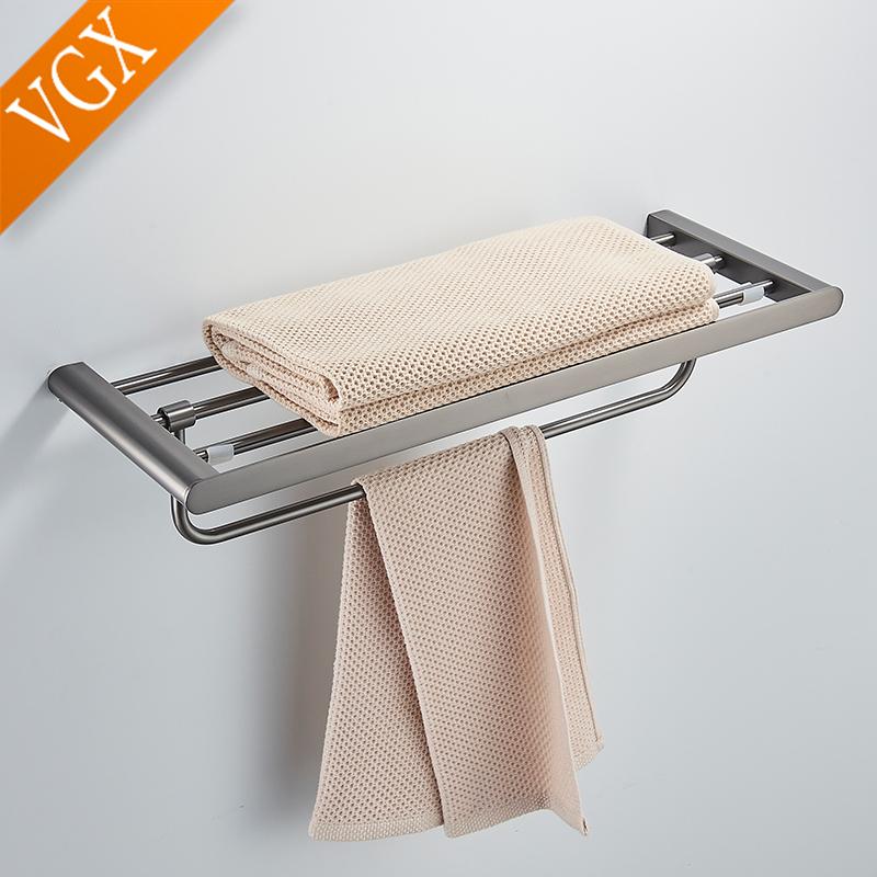 VGX Gold Badezimmer Handtuchhalter Edelstahl Handtuchständer Klappbar Beweglich Badehandtuchstange Badezimmer Hardware Zubehör Grau