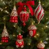 Red Christmas Tree Pendants Plastic Acorn Christmas Hanging Balls DIY Crafts Shatterproof Glitter Little Bear Ornaments