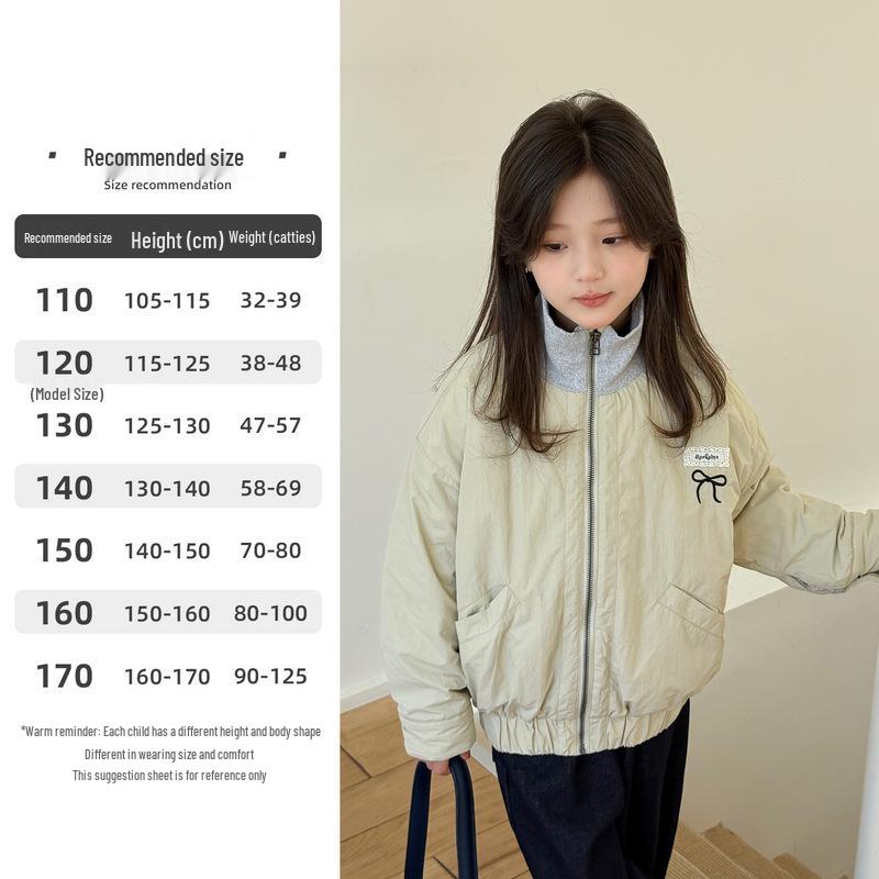 

YOJIA Girls Color Block Quilted Winter Jacket - New 2025 Fashionable Cotton-Padded Coat for Little Girls 110cm світлого кольору хакі