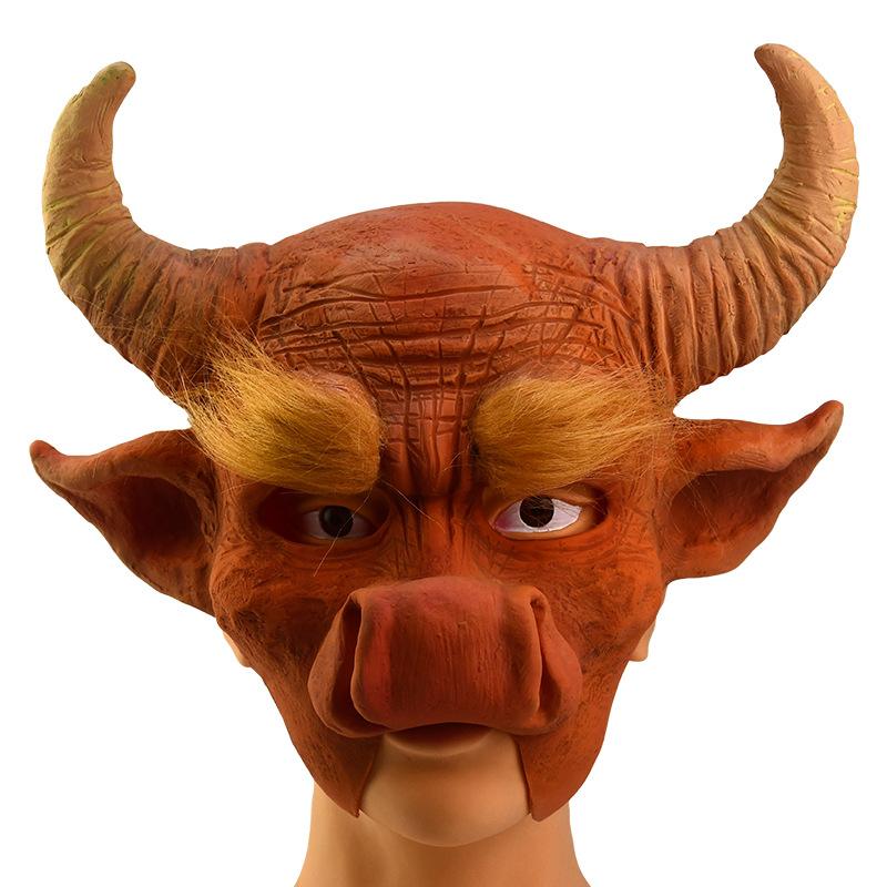 Halloween Latex Maske Klassische Reise nach Westen Edition Ochsendämon König Gehörntes Tier Schwarze Ochsenkopf Maske Bestseller