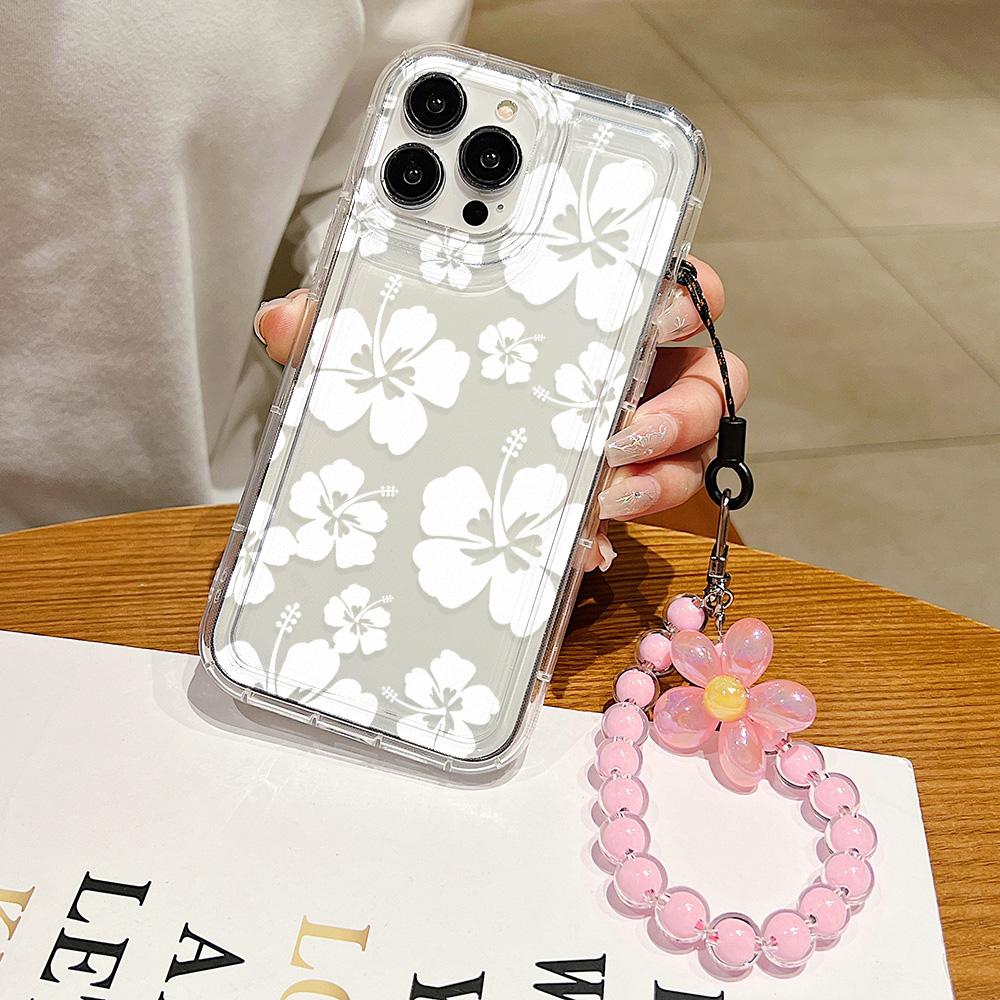 

Роскошный цветочный чехол для iPhone 11 Fundas iPhone 13 14 15 12 Pro Max XR 7 8 Plus X Xs 6 SE ремешок на запястье прозрачные мягкие чехлы из ТПУ For iPhone15 Pro Max