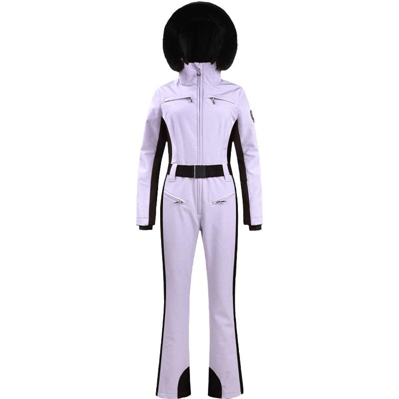 Women's Slim-Fit Windproof Double-Board Ski Suit: Thickened, Warm, Waterproof, and One-Piece Design for Outdoor Sports.