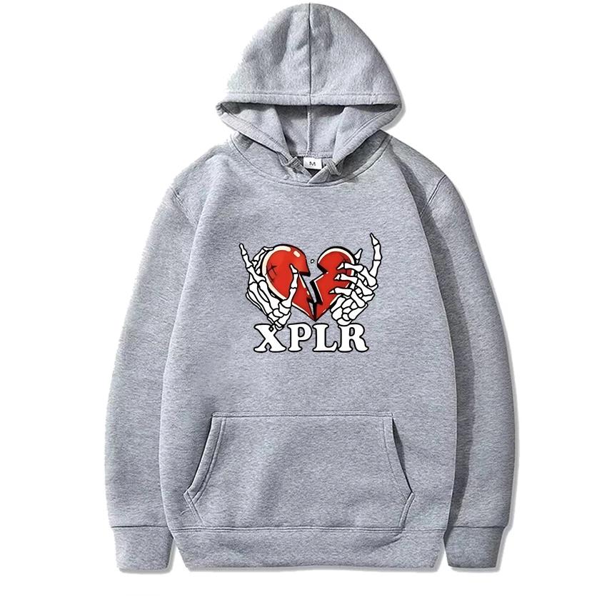 XPLR Heartbreak Printed Hoodie - Autumn/Winter Retro Street Style - Long Sleeve Fleece Pullover Shirt