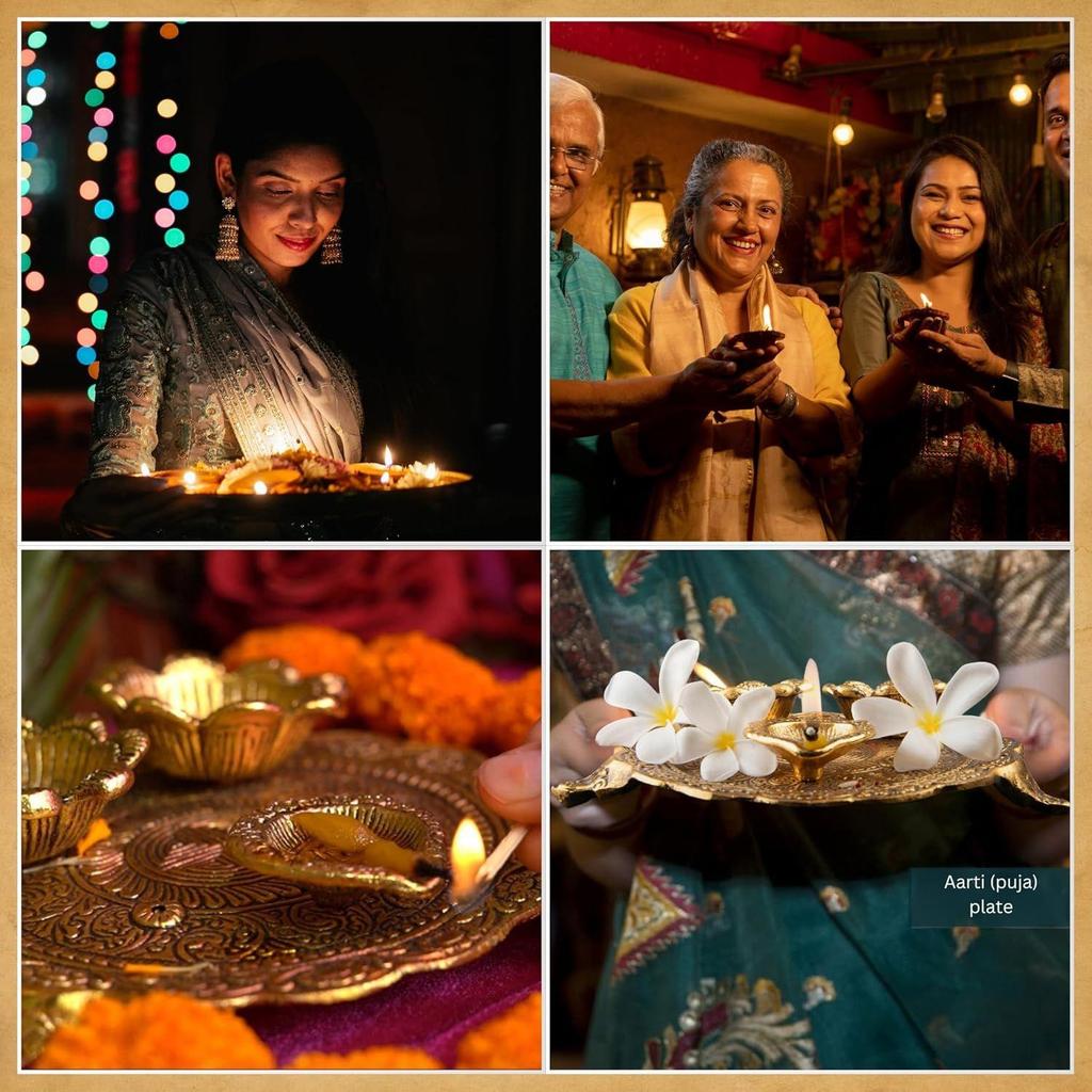 Wonder Care Aluminium Golden Color Plate for Puja Diwali Gift Items Deepawali
