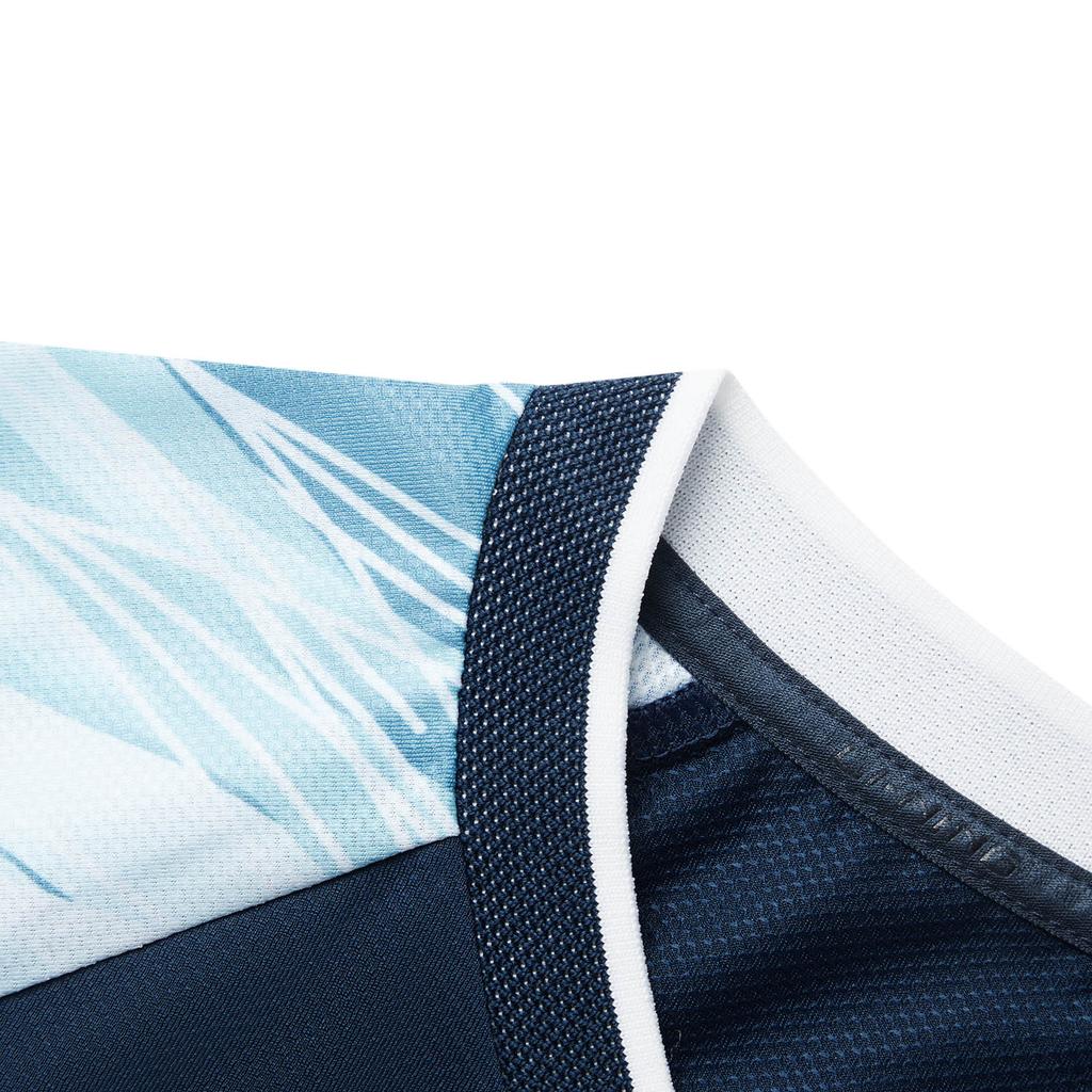 Li-Ning Comfortable Breathable Spliced Printed Short Sleeve T-Shirt Men Tops Guangdong-Blue AAYV067-1