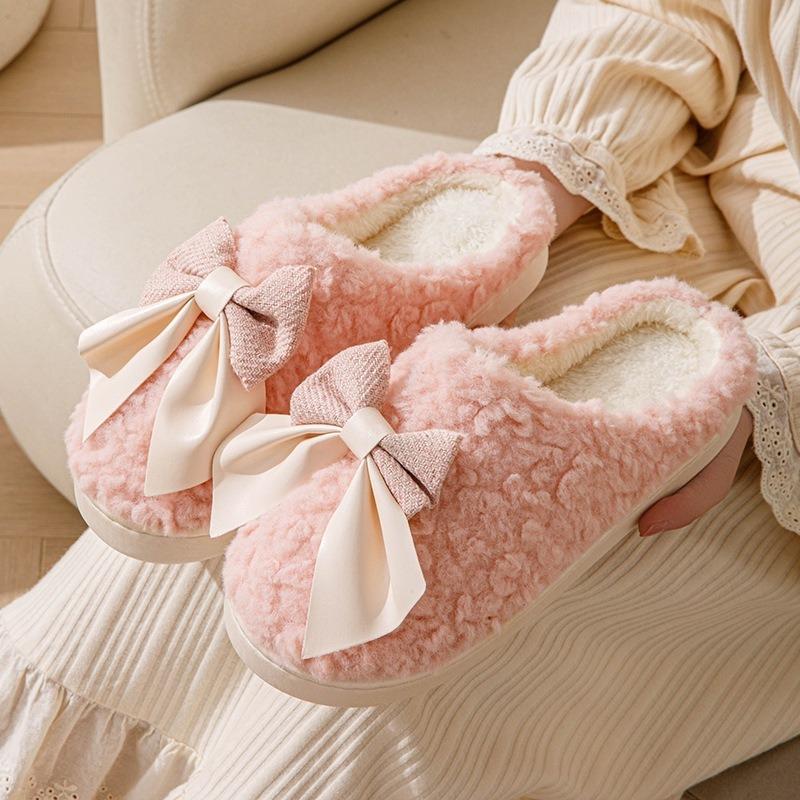 Autumn and winter thickened non-slip warm cotton slippers men's home indoor plush couple household bag head plush drag women's models