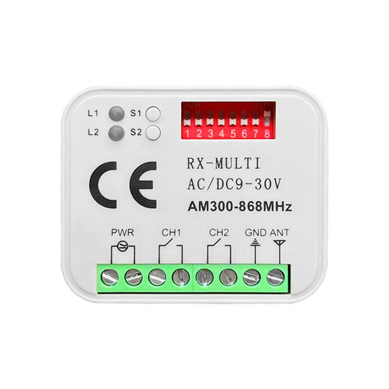 Dual-Channel Multi-Frequency Remote Switch DC9-30V AC85-250V RX-Multi280-868 Receiver