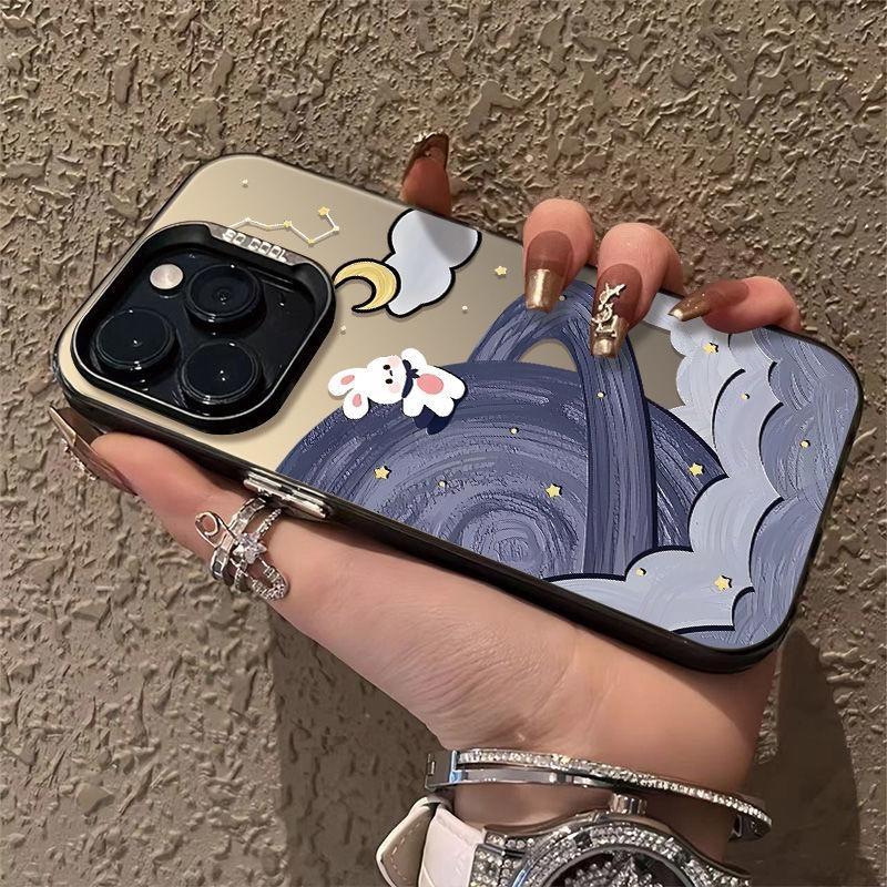 Planet Bunny Phone Case For IPhone 15 17 17Air 14 13 12 11 Pro Max Plus 7 8 16E Transparent Shockproof Case Hard Cover