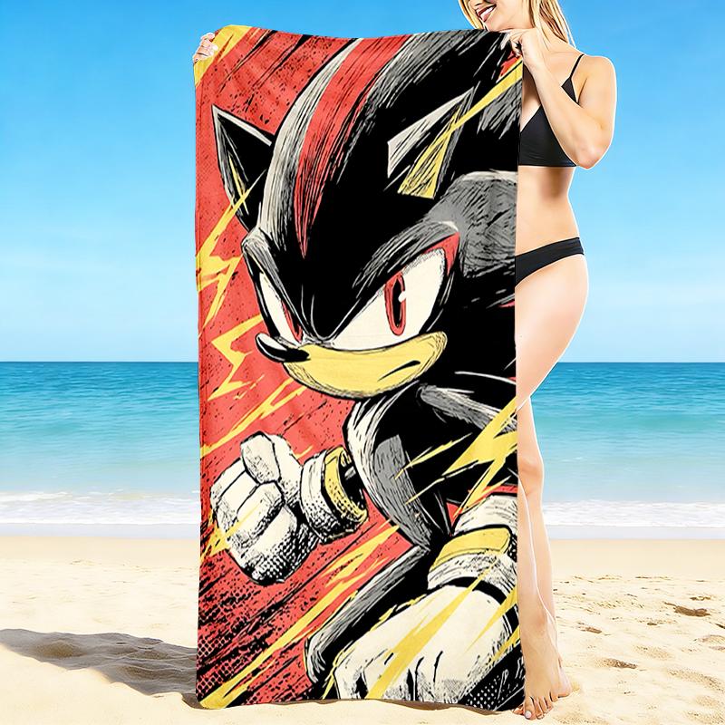1Pc Shadow Hedgehog Artwork Beach Towel, Quick Dry, Multi-Use for Beach Pool Gym Yoga Home Travel, Christmas, Halloween, Xmas Gift M929328