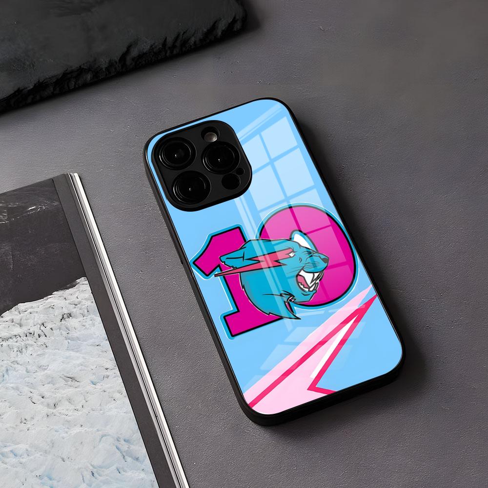 M-Mr Beasts Obal na telefon Pro IPhone 17 Air 16 E Pro Max 15 14 13 Mini 12 Pro 11 Max Plus Černý skleněný kryt