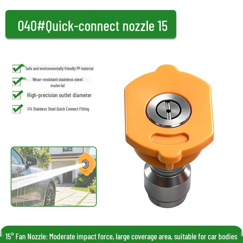 1/4 Quick Connect Colored Fan-Shaped High-Pressure Washer Nozzle with Stainless Steel and Rubber Sleeve