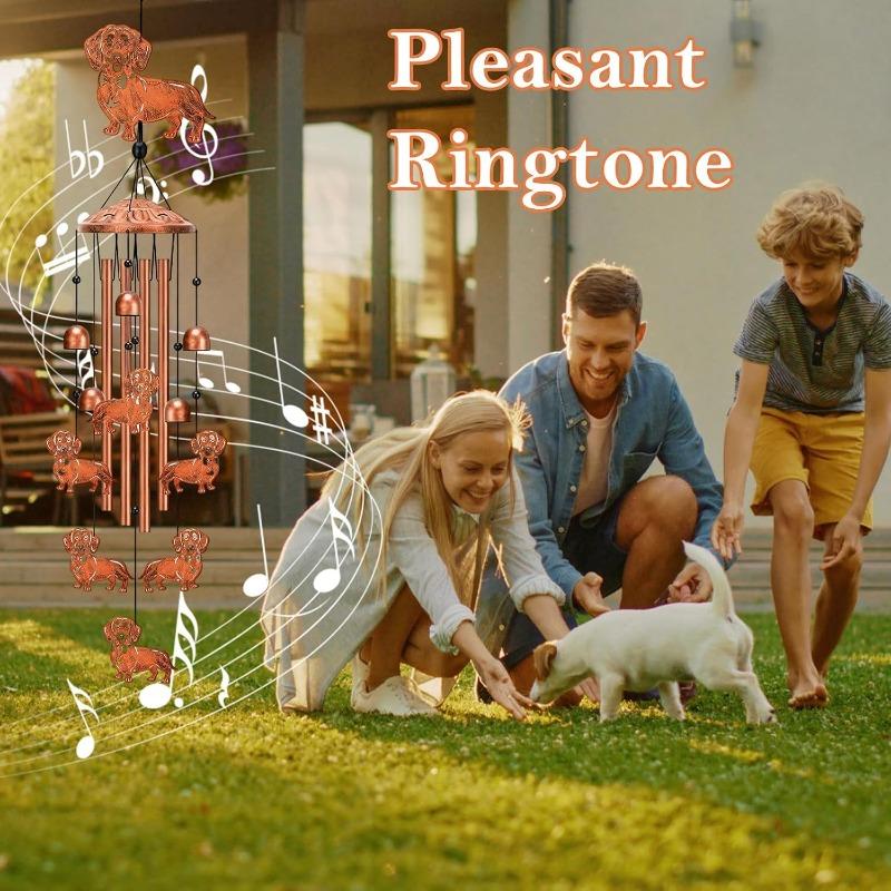Dachshund Wind Chime Metal for Outdoor Garden Decoration, Gift for Dog Lovers - Handmade Wind Chime with Melodic Sound, 87cm Length, Weatherproof