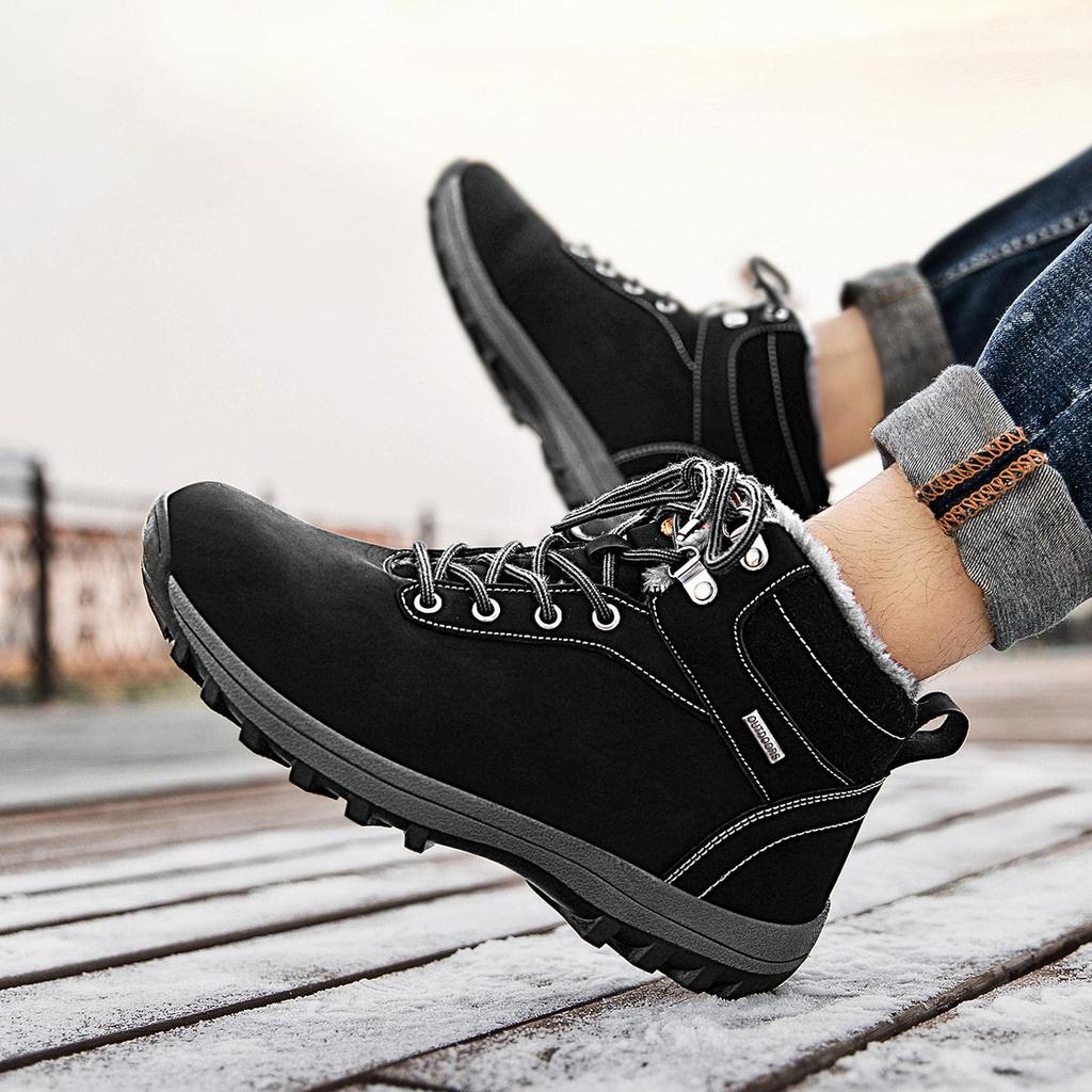 Putu Snow Climbing Cold Weather Outdoor Hiking Size Black High-Top Waterproof, Non-Slip, Fleece-Lined Boots, Unisex, Boots, Abrasion-Resistant,
