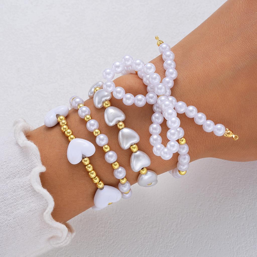 IF ME Fashion Bowknot Beaded Bracelets Set for Women Simple Elegant Gold Color Bracelets Set Summer Beach Party Ideal Jewelry