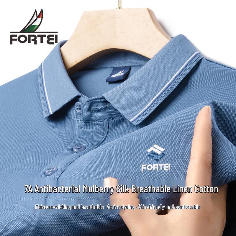 FORTEI Men s Silk-Linen Blend Antibacterial Polo Shirt 3XL