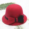 Autumn and Winter Women's Wool Hat Two-color Big Bow Basin Hat Elegant Temperament Felt Hat Top Hat