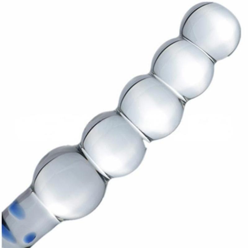 New SM Transparent Glass Bead Anal Plug, Male Prostate Massager, Clitoral Stimulation Vibrator for Women,18+Adult Sex Toys