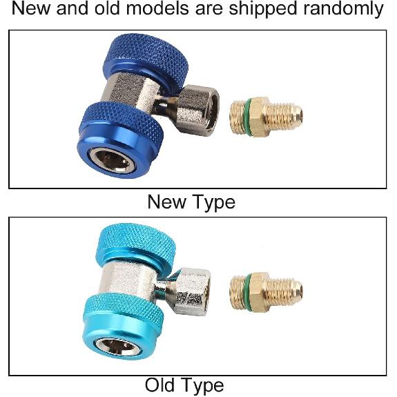 Quick Coupler R134A A/C Low Side Blue 90 Connector Air Conditioning Adapter with Extractor Valve Core, 1/4 Inch Male