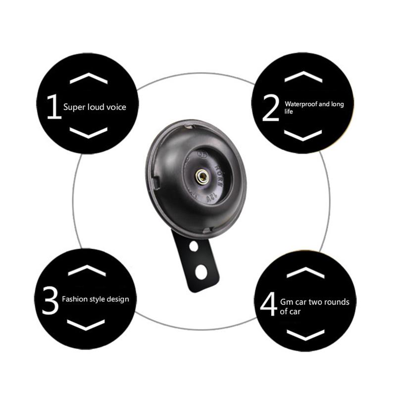 12V 48V 60V General Motorcycle Electric Horn Kit Waterproof Round Speaker Loud Electric Horn Suitable For Bicycle Scooter 105Db