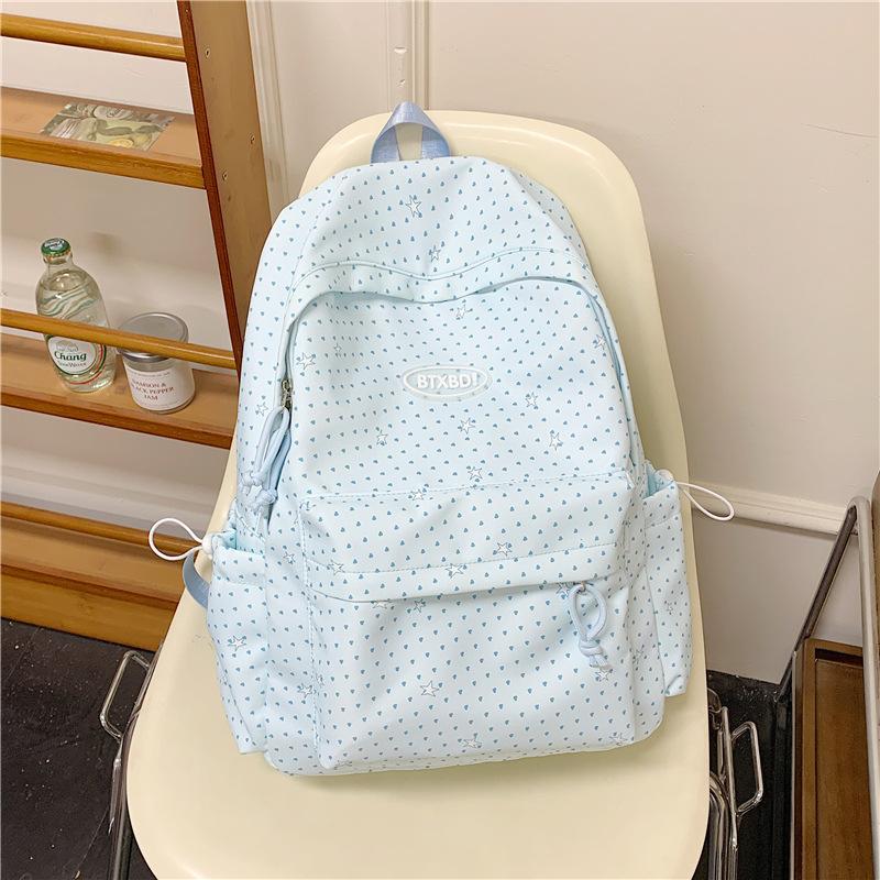 Zaino versione coreana ins Piccolo zaino fresco a pois Grande capacità semplice e versatile Zaino scolastico per studenti Zaino casual alla moda da donna