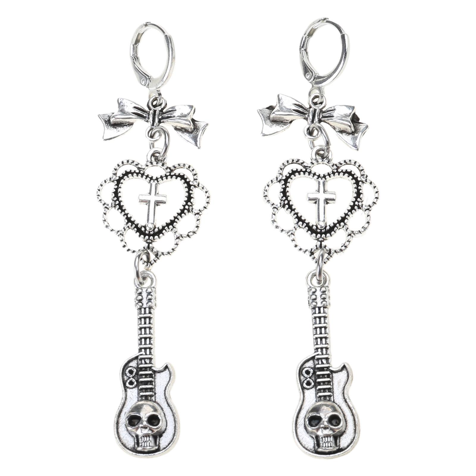 

Милые Крутые Висячие Серьги Модные Серьги с Подвесками в виде Сердца Бантика Гитары Готические Серьги-Капли Панк Стиль Женские Украшения A