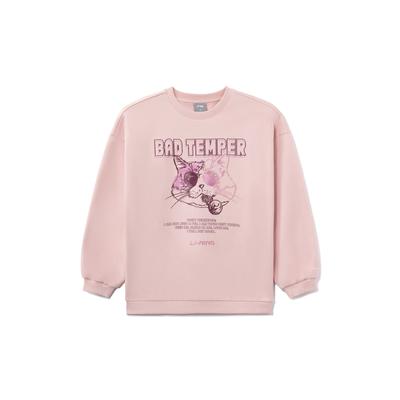 Sports Fashion Series Cat Letter Embroidery Fleece Casual Pullover Sweatshirt Women Tops Light-Water-Pink AWDRH00-4