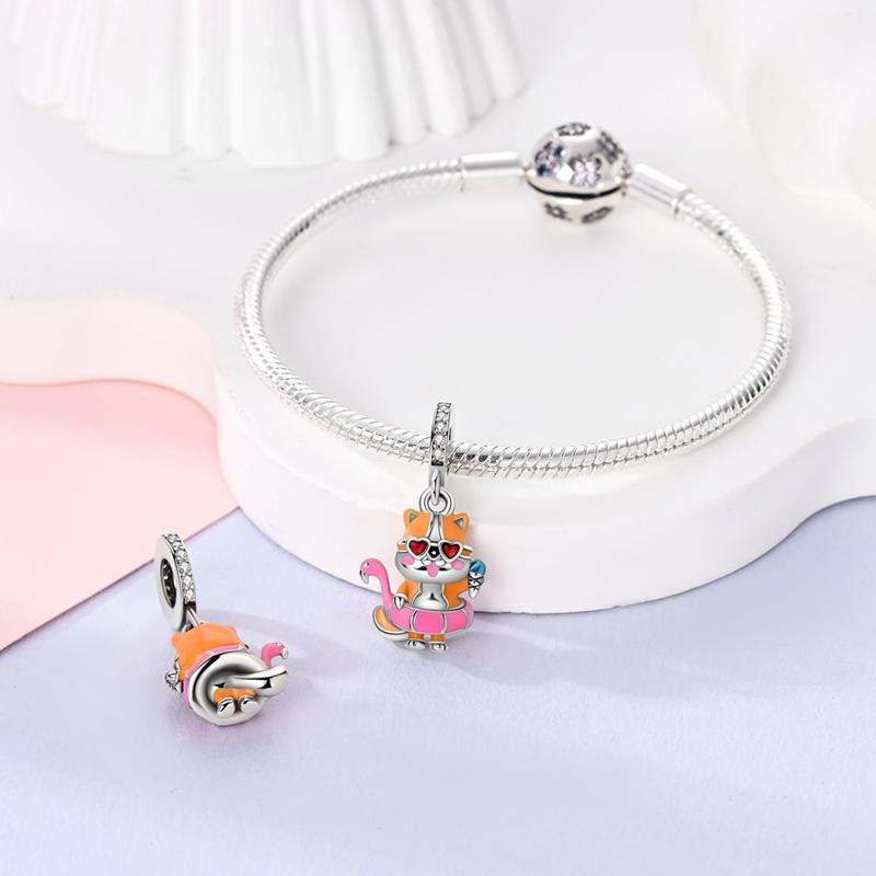 Charms Copper Corgi Swimming Ring Vacation Pendants Fit Charms Plata Original Bracelet Women Jewellery Making Fine Gifts