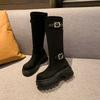 Fashion Flats Women High Boots Suede Winter Designer Shoes Fashion Casual Woman's Boots 2025 New Dress Brand Goth Mujer Chelsea Botas