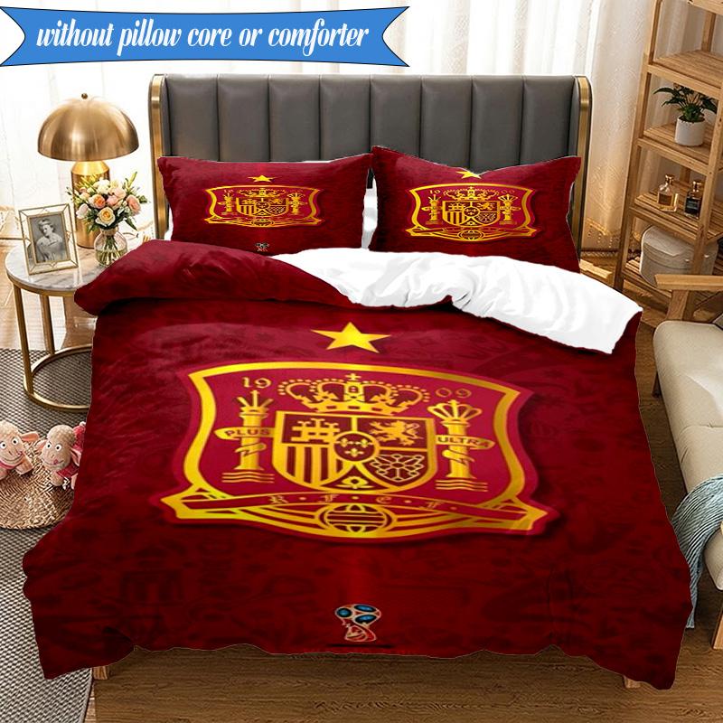 Set Biancheria da Letto 3 Pezzi con Stemma Calcio Spagnolo Gruppo Musicale K-pop, Ideale per Camera da Letto, Dormitorio, Include Copripiumino e 2 Federe, Regali per Fan