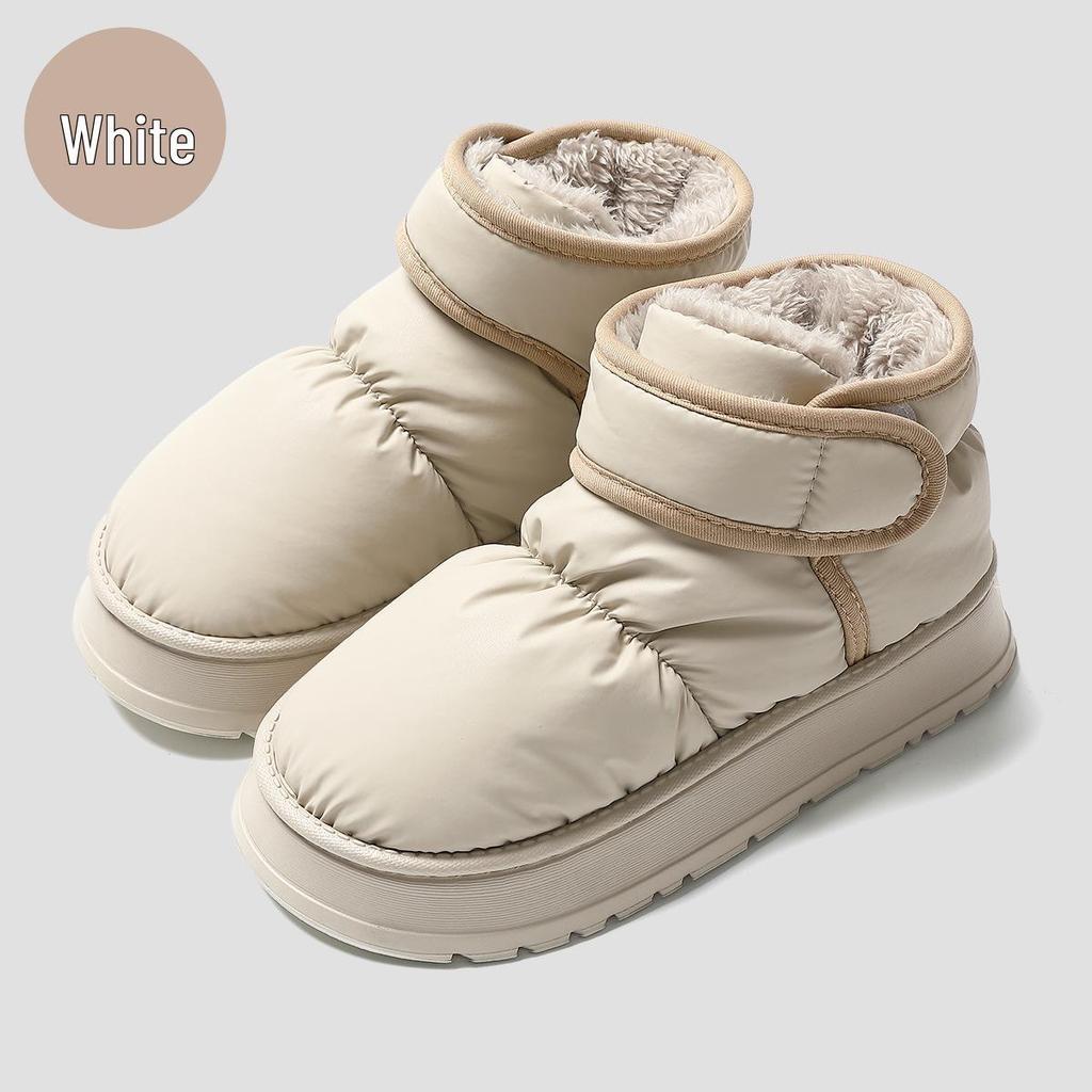 Waterproof High-Top Cotton Slippers - Thick Velvet-Lined for Extreme Cold, Autumn/Winter Outdoor Wear, Closed-Back Design