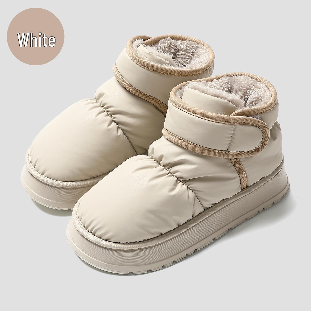 

Women s Waterproof High-Top PU Winter Slippers & Men s Plush Velcro Snow Boots 40-41 (25.5cm)