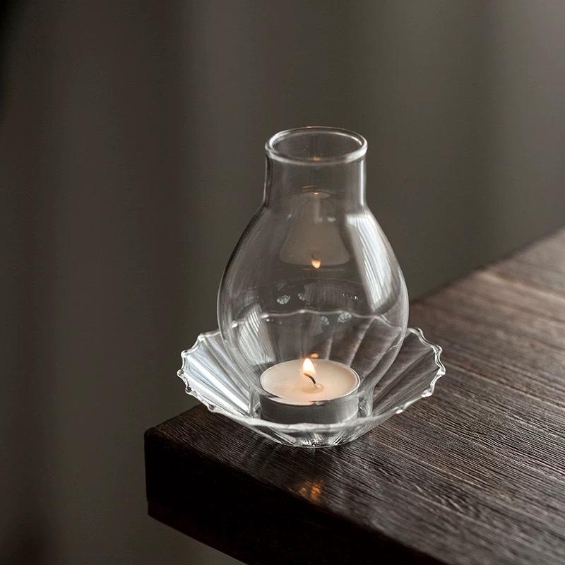 Zen Inspired Glass Candle Holder Retro Windproof Candlestick for Candles Home Desktop Ornament Minimalist Candlestick Room Decor