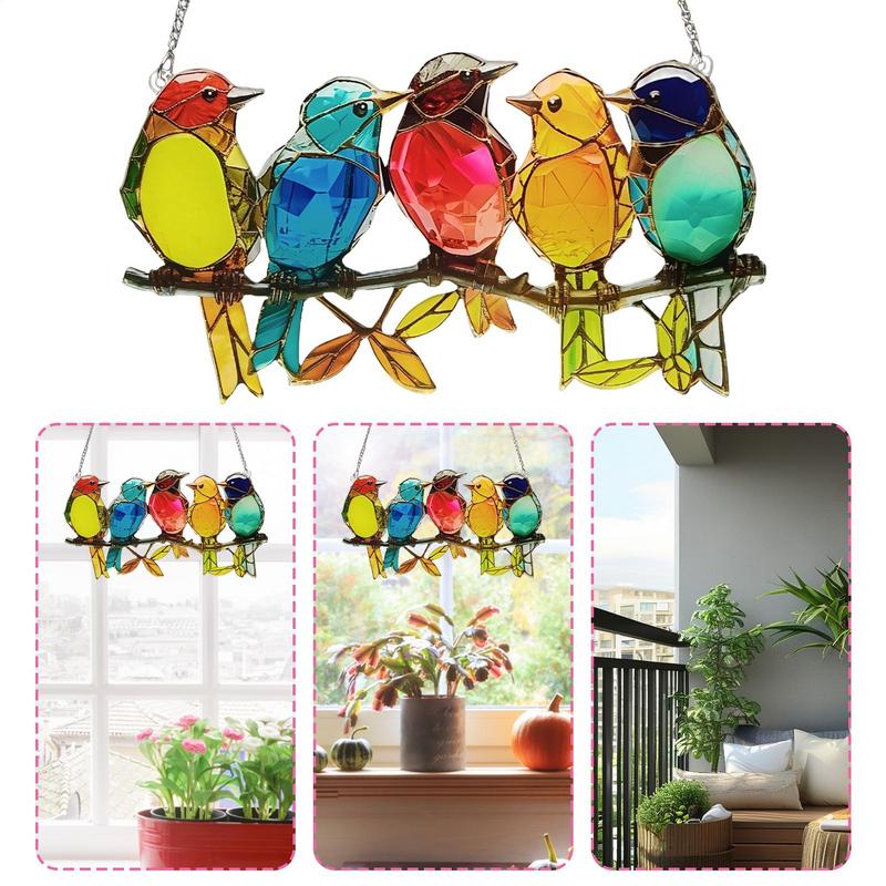 Bird Shaped 2d Acrylic Pendant Chain Home Window Decoration Handmade Acrylic Interior Window SuncatcherHome Indoor Decor