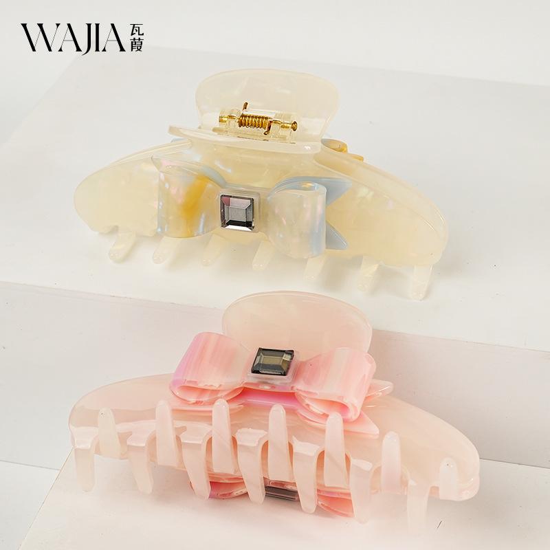 WJia French Luxury Rhinestone Bowknot Acetate Claw Clip