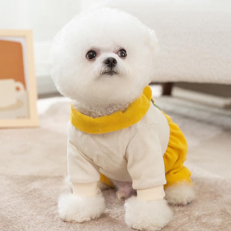 Dog Four-legged Clothes, Warm In Autumn and Winter, Thickened Three-dimensional Small Flowers Can Be Towed, Cotton-padded Clothes, Pet Dog Clothes,