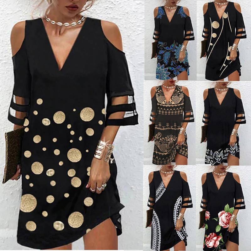 Women's Fashion Summer Spring 1/2 Sleeves V-Neck Casual Dresses