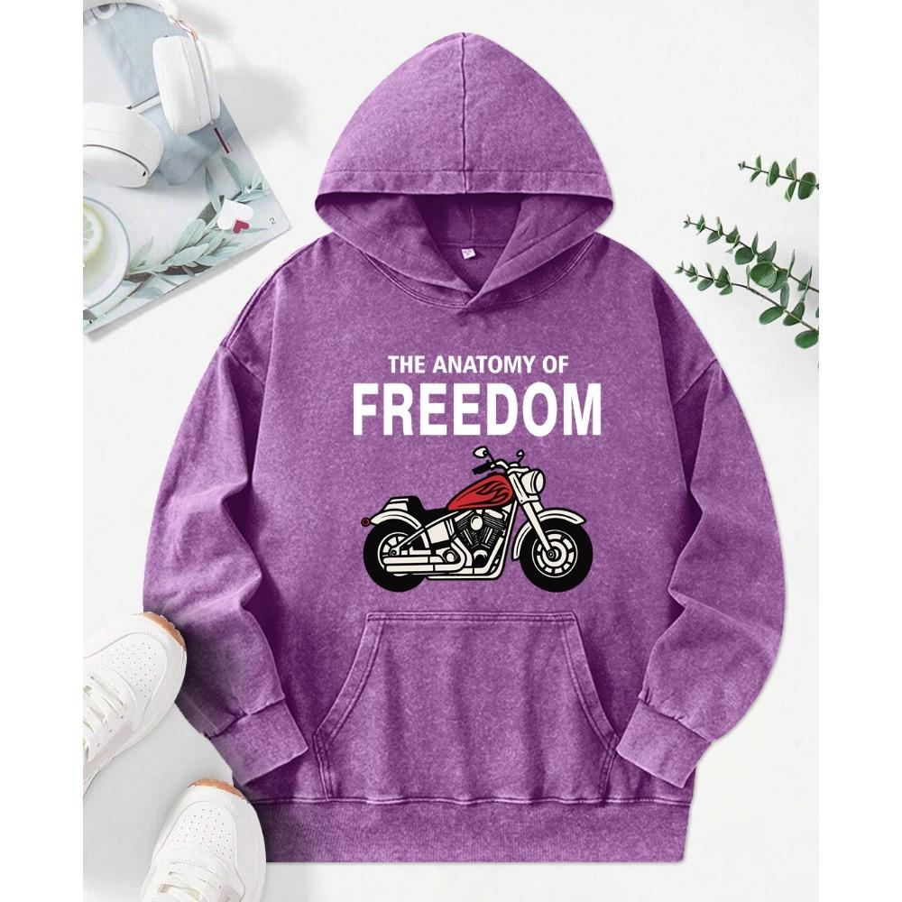 The Anatomy Of Freedom Prints Washed Hoodie Women Comfortable Clothes Autumn Loose Hoody Cotton Pocket Pullovers