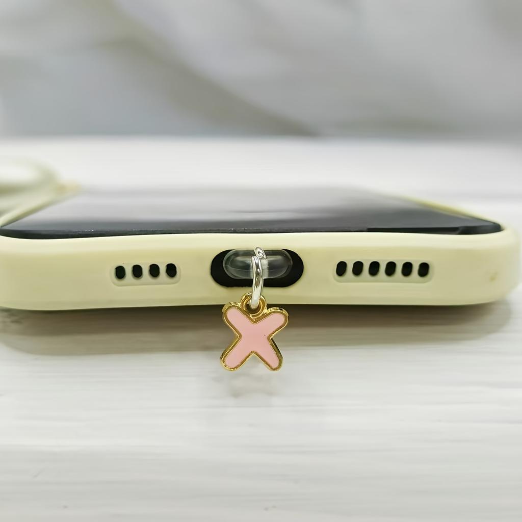 1 Stück Legierung Rosa Buchstabenanhänger Handy Staubschutzstecker Wasserdicht Staubdicht Staubfest