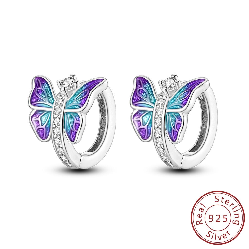New Hoop Woman Earring Copper Pendientes Butterfly Flower Earring Fine Jewelry