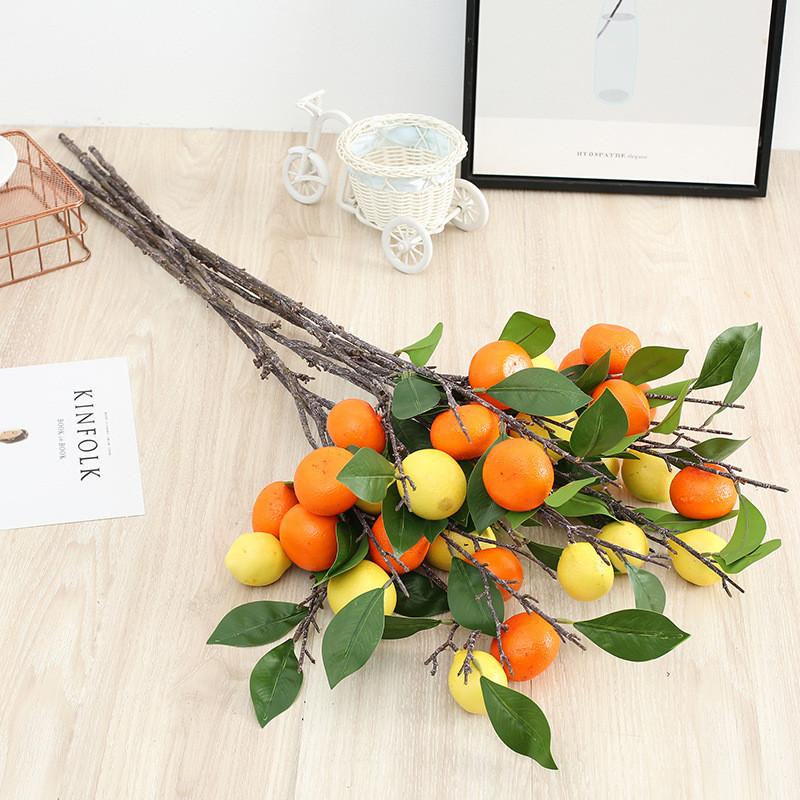 Fake Single Stem Fruit Tree Flower Bouquet With Plastic Blossoms For Home Decor