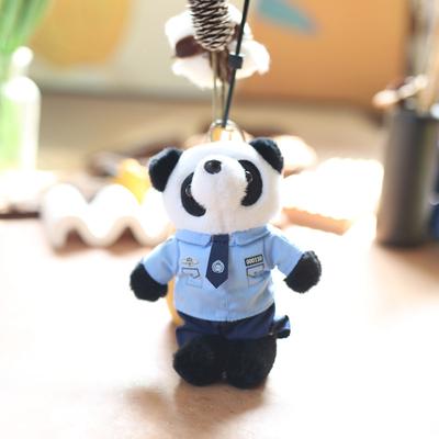 Cute Cute Traffic Police Panda Pendant Plush Toy Fire Police Bag Hanging Keychain Doll Doll