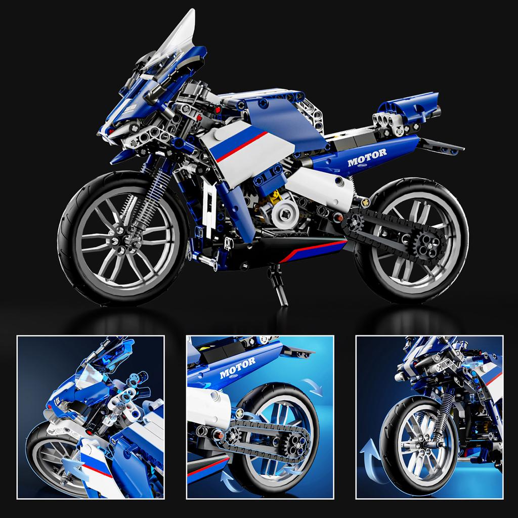 446PCS Motorcycle Construction Bricks Toy Kit Speed City Assembly Puzzle Model Blocks Education Desktop Decor Gifts