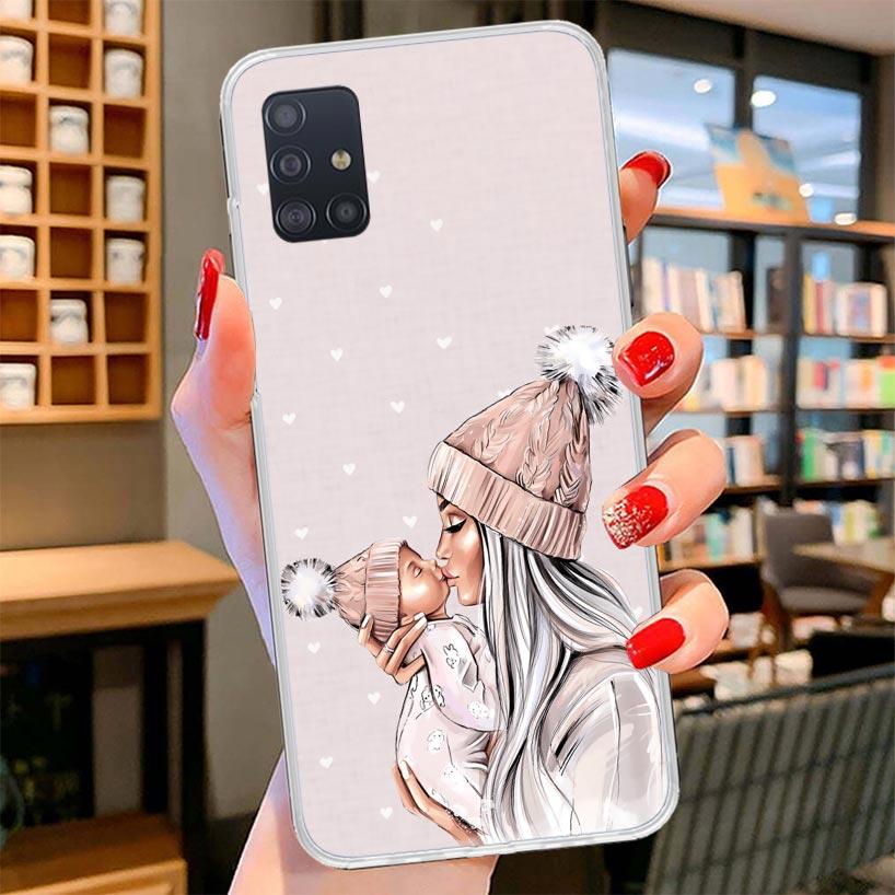 Mom Baby Girls Cover Phone Case For Samsung Galaxy A12 A22 A32 A52 A72 A02S Phone Case Note 20 Ultra 10 S10 Plus A51 A71 A50S A2
