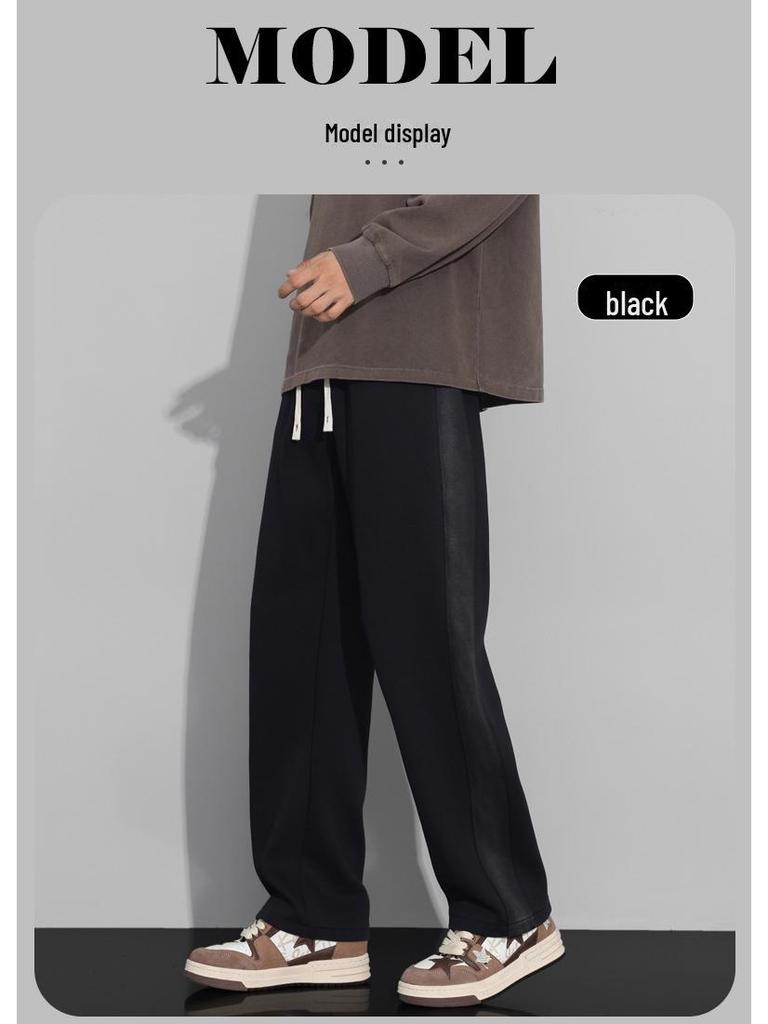 Gradient Gray Men's Wide-Leg Sports Pants - High-End Fashion, Loose Fit, Elastic Drawstring, Casual Straight Leg Design for Youth