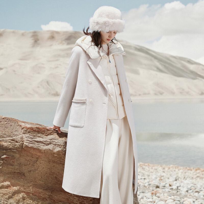 ELLE Women's Long 100% Sheep Wool Double-Sided Coat