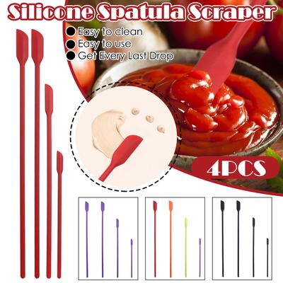 4PCS Mini Last Drop Langstiel Silikonspatel Glasschaber Werkzeug für die Küche