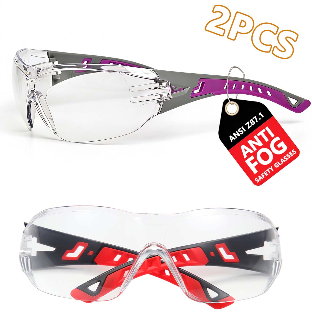 

Windproof ANSI Z87.1 Rated Safety Glasses Clear Wraparound Lenses Vented Frame Model for Men And Women Model HM11