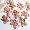 Gingerbread Man Polymer Clay Christmas Ornament - Hand-Painted Retro Tree Decoration